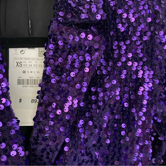 Zara Purple Sequin Blazer Dress - Picture 7 of 16